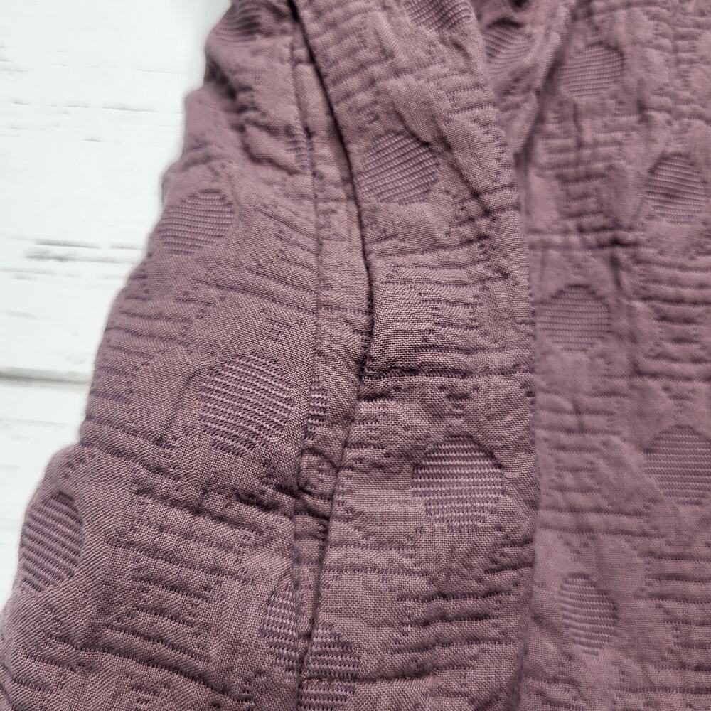Madewell Floral Quilted Puff Sleeve Mini Dress Purple Jacquard Square Neck Large - Picture 7 of 10